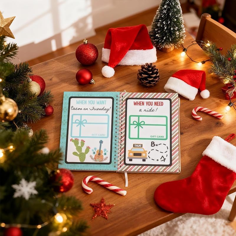 Rkrcl Christmas Gift Card Book, Christma Gift Cards Books Holder, 5x7 Color Spiral-Bound Book, DIY Personalized Xmas Gifts for Family, Friends, Students (Color-A)
