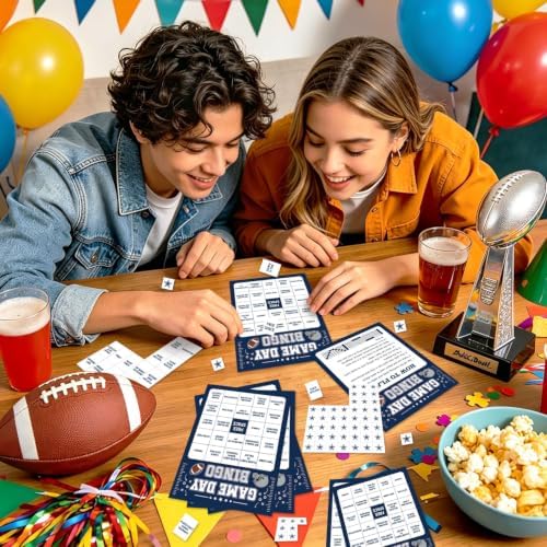 Football Bingo Game Cards - 24 Sheets, Blue