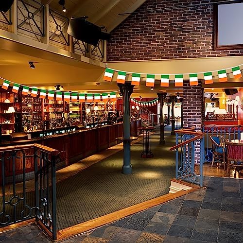 AhfuLife 60 Pcs Irish String Flags for St. Patrick's Day Party Decorations, Small Ireland Flag Bunting Banner- Double Sided for Six Nations Rugby World Cup Soccer Party Decorations (5.5×8.3 Inch -66 Ft)