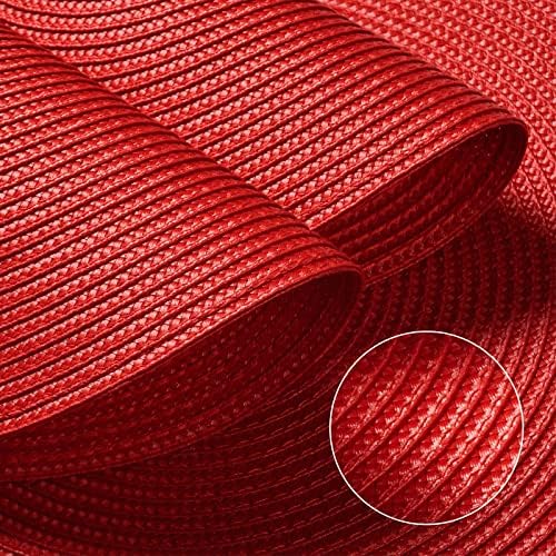 FunWheat Round Braided Placemats Set of 12 Place Mats for Dining Table Woven Washable Non-Slip Table Mats 15 Inch(Red,12pcs)