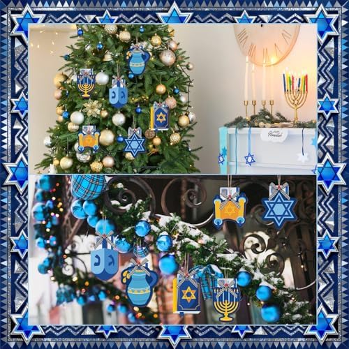 Dispowreath 6 Pcs Hanukkah Wooden Gift Card Holders Menorah Dreidel