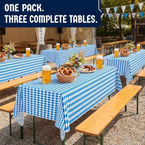 3 Pack Oktoberfest Tablecloths 54x108Inch Oktoberfest Decorations