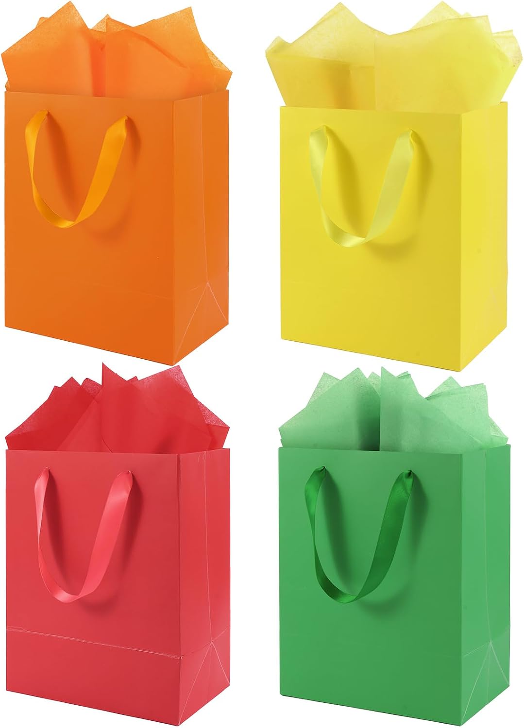 Epoesch 4 Pack Colorful Gift Bags with Handles and 8 Tissue Papers