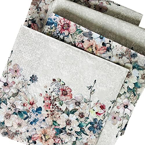 Assorted Floral Napkins for Decoupage - Pretty Paper Napkins - 12 Each - 6.5" x 13"