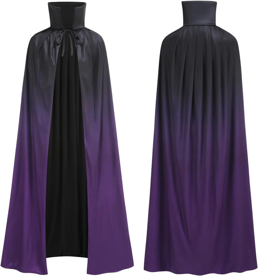 Adult Stand Collar with Hood Reversible Cloak Masquerade Cape for Halloween