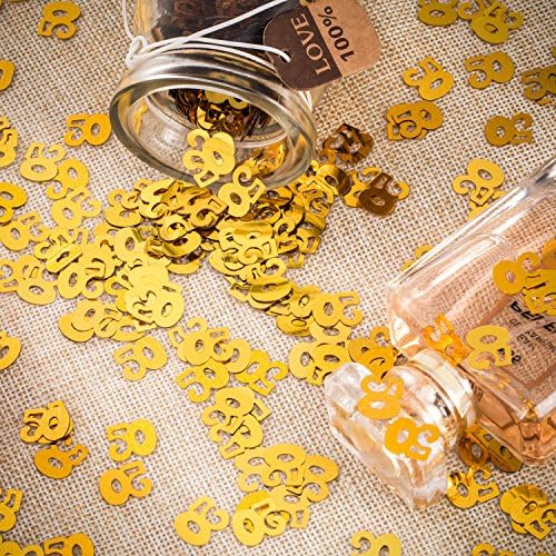 Willbond 2 Bags 1400 Pcs Gold 50th Confetti, 50th Birthday Table Confettis