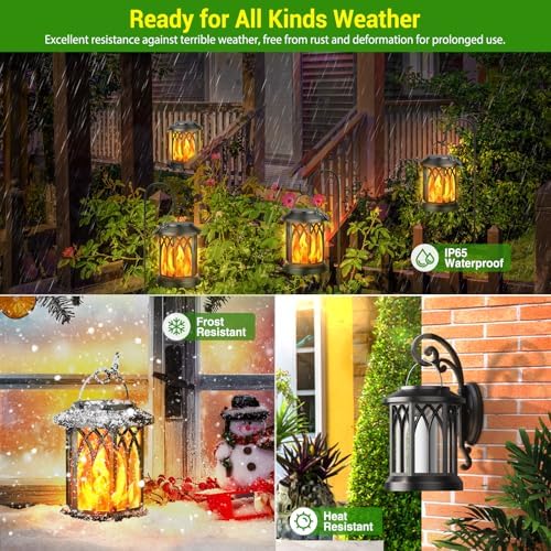 KOOPER 6 Pack Solar Lantern Outdoor Lights, Upgraded Flickering Flame Solar Lanterns Outdoor Waterproof, Auto ON/OFF Lanterns Decorative Outdoor, Hanging Lantern for Yard Patio Lawn Table Garden Decor