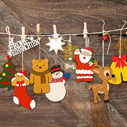 WILLBOND 60 Pcs DIY Unfinished Wooden Christmas Ornaments