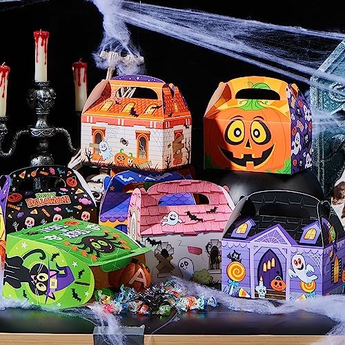 JOYIN 36 PCS Halloween Treat Boxes Candy Boxes Trick or Treat Cardboard Cookies Goodie Bags for Kids Halloween Party Favor Supplies, Classroom Exchange Goody Bags, Holiday Pastries, Cupcakes