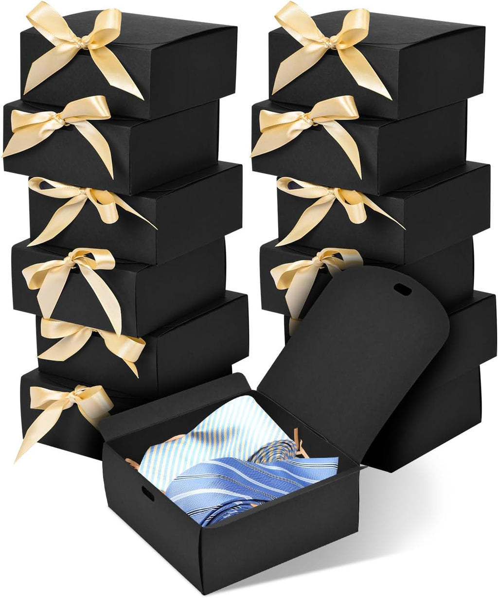 WLUSEAXI 12 Pack Small Gift Boxes with Lids for Presents, Black Gift Boxes