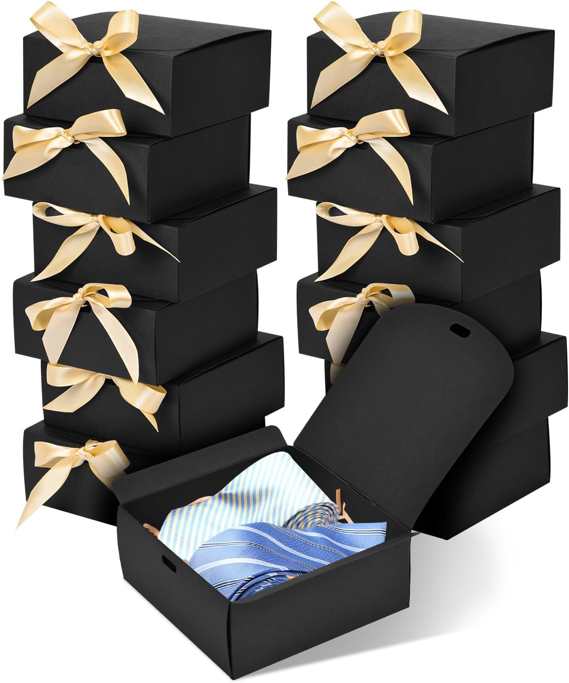 WLUSEAXI 12 Pack Small Gift Boxes with Lids for Presents, Black Gift Boxes