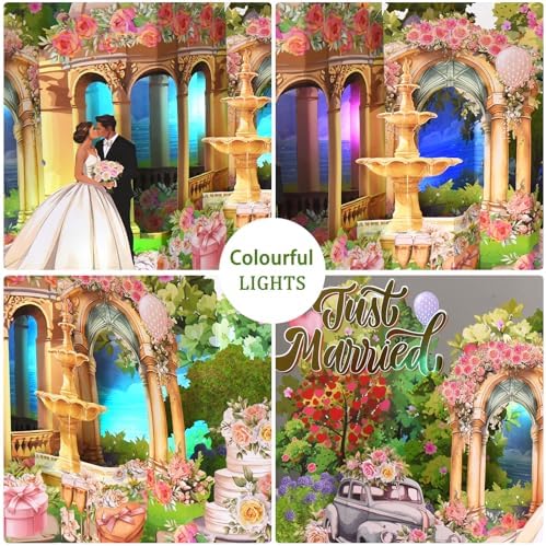 Pop Up Wedding Card, Musical Light Up Just Married Cards for Bride & Groom