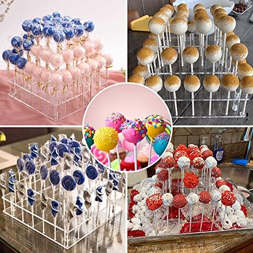 Goabroa Cake Pop Stand, 56 Holes Clear Acrylic Lollipop Holder, 3 Tier