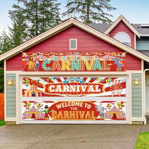 Remagr 3 Pcs Welcome to The Carnival Banner Circus Decorations