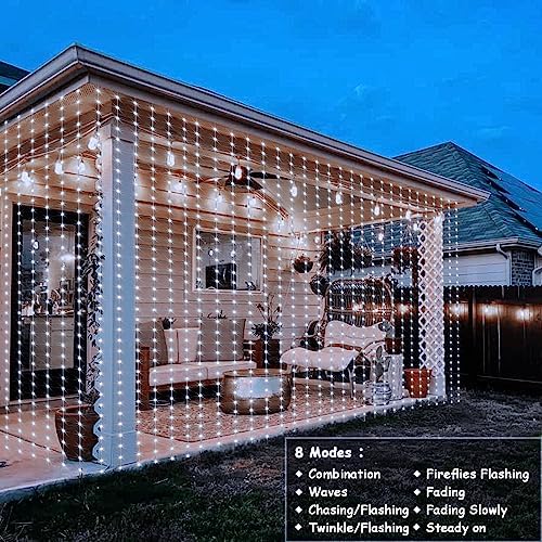 echosari Curtain Lights Battery Operated 6.6×6.6ft with Remote Timer