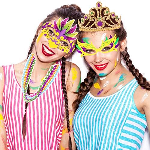 24Ct Mardi Gras Party Photo Booth Props - Carnival Birthday Party Decorations Supplies Favors Cosplay Props