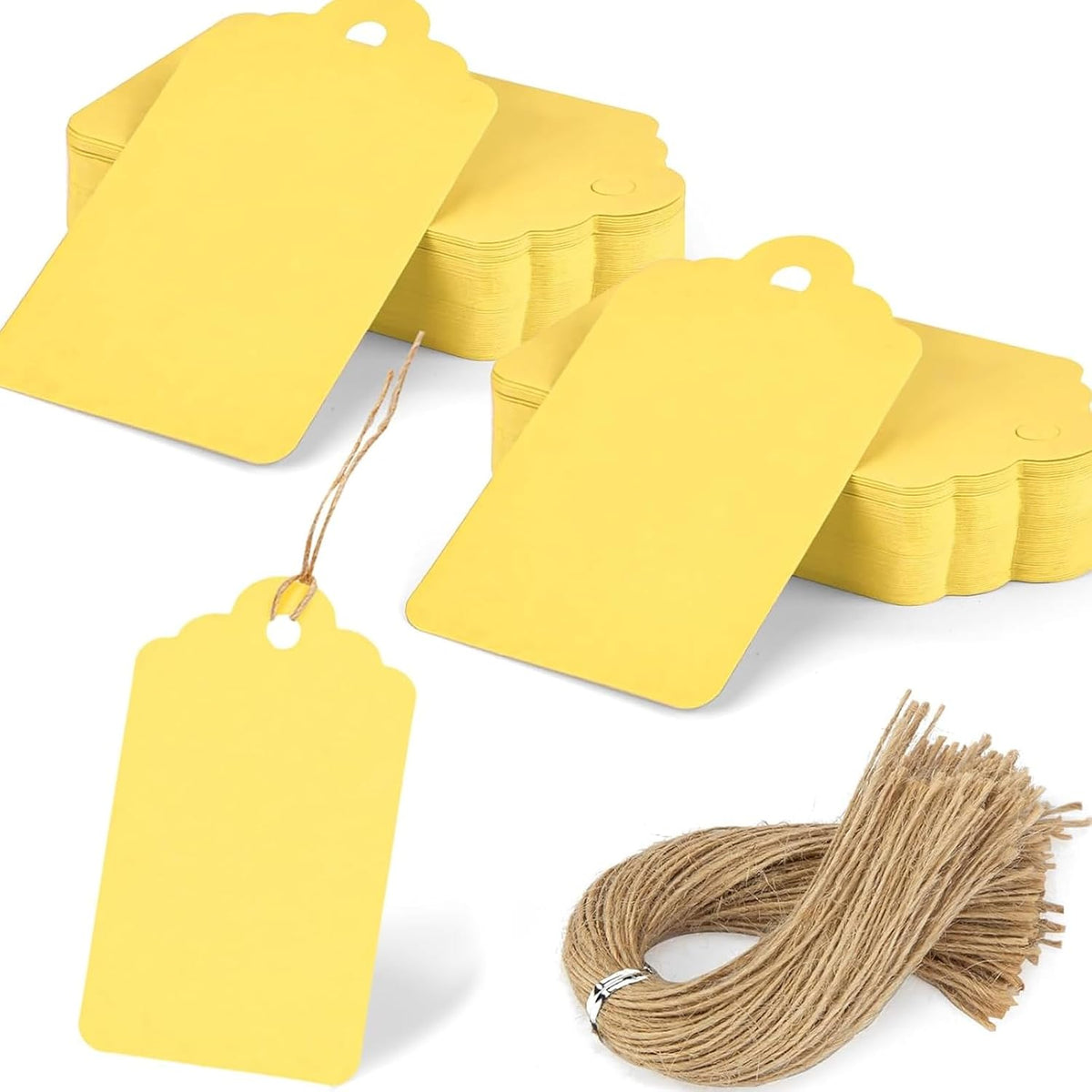 SallyFashion 120Pc Yellow Gift Tags with String, 1.6 X 2.8 inch