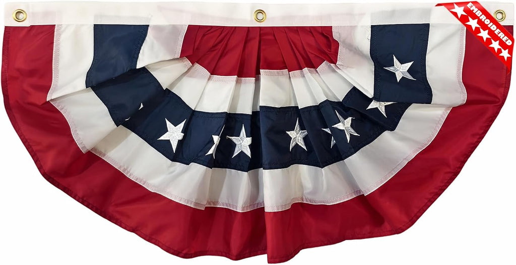 St. Patrick’s Day Bunting - Indoor/Outdoor 3-Stripe Green & White Irish Pride Pleated Flag Banners, Patriotic Party Decorations, Made in the USA, 1 1/2' x 3', Cotton, by Old Glory Bunting