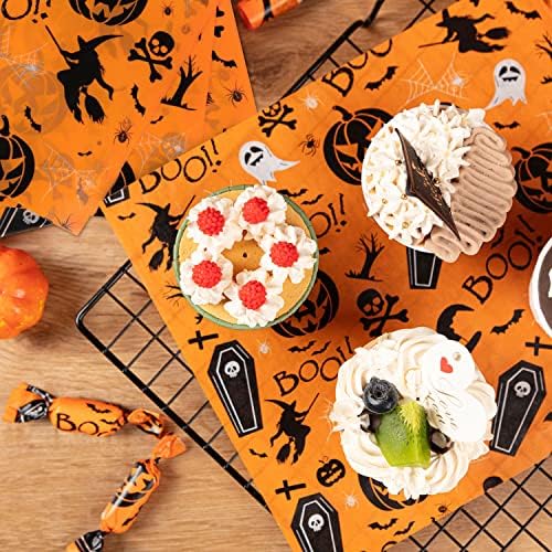 100 Pcs Wax Paper for Food, Halloween
