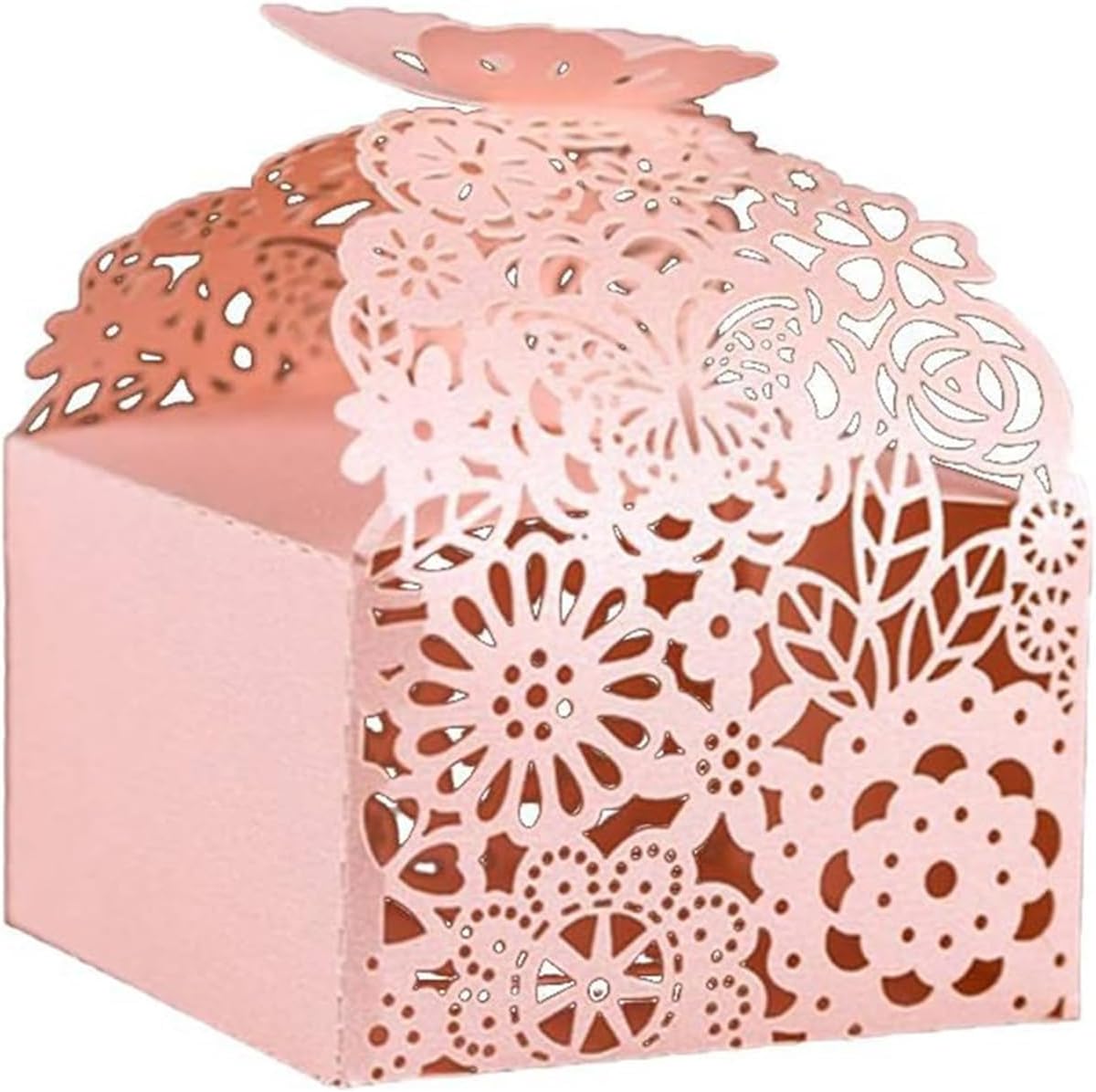 Laser Cut Butterfly Favor Boxes, Pink, 50pcs