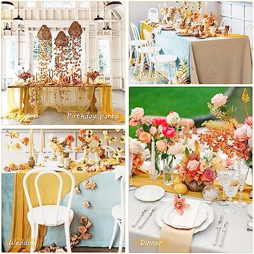 35x72 Inch Mustard Cheesecloth Table Runner Fall Thanksgiving Boho Decor
