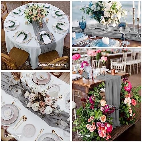 35x72 Inch Gray Cheesecloth Table Runner Rustic Boho Wedding Party Decor
