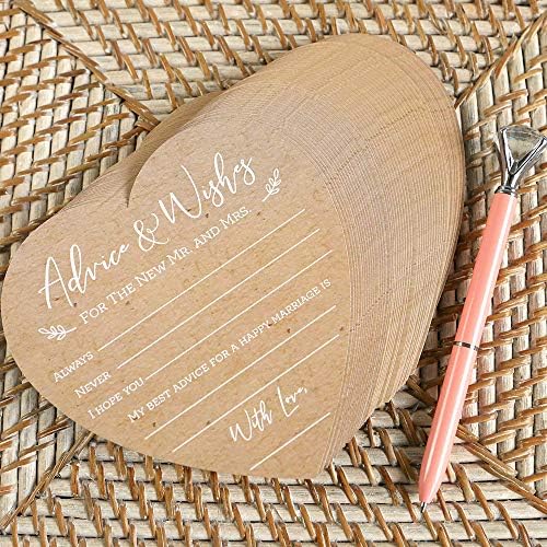 Kate Aspen Wedding Advice And Wishes For The Mr And Mrs - Heart Shaped Cards (Set of 50) Rustic Kraft Paper