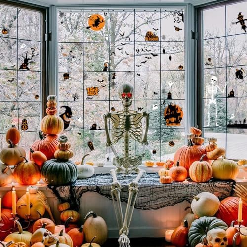 10 Sheets Halloween Window Stickers Window Clings for Halloween Party