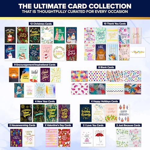 Decorably 110 Pack Gold Foil 5x7in All Occasion Cards Assortment Box Set