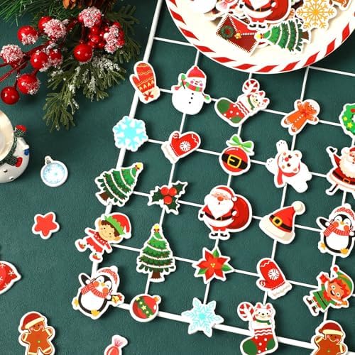 JULBEAR 300Pcs Christmas Foam Stickers Bulk Self Adhesive Puffy Designs