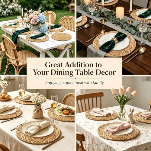 13.8" Round Woven Placemats Set of 8, Heat Resistant Plate Chargers