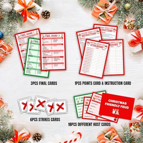 Christmas Friendly Feud Game, Funny Christmas Party Games, Friendly Feud Trivia Quiz for Family, Winter Xmas Holiday Party Supplies for Adults -08