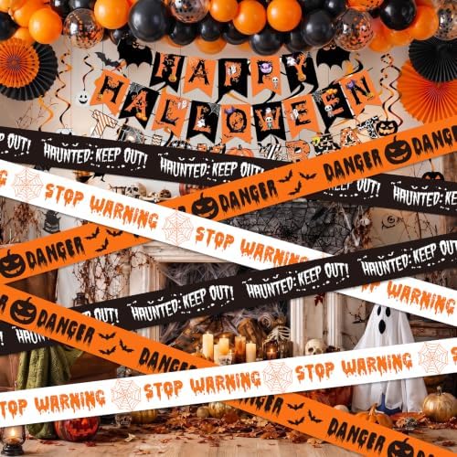 SWRT 3 Pack Halloween Decorations Caution Tape, 3 in x 30 Ft (Total 90 Ft)