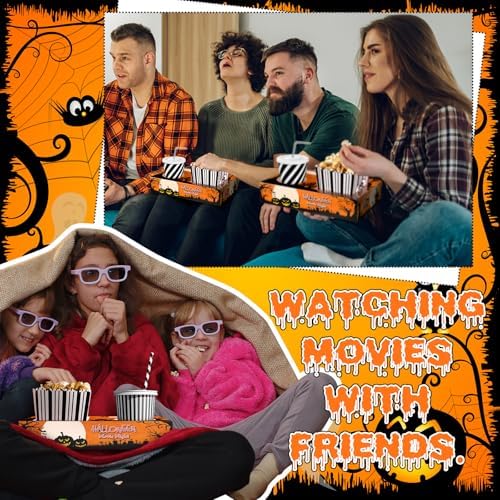 Dunzoom 20 Pcs Halloween Movie Night Paper Snack Trays Popcorn Boxes Orange