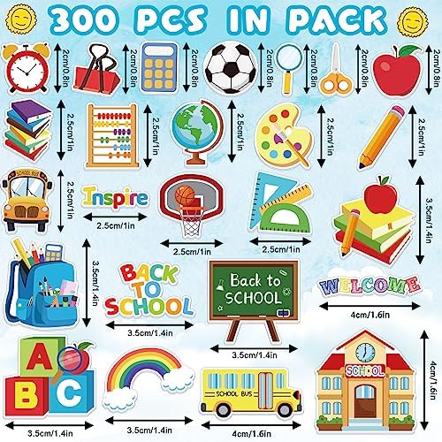 JULBEAR 300 Pcs Back to School Foam Stickers for Kids Campus DIY Crafts