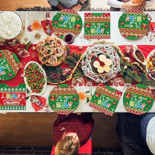 Ugly Sweater Party Decorations- 40 PCS Christmas Party Supplies Disposable Tableware Set Include Ugly Sweater Party Plates and Napkins,Xmas Tacky Sweater Decor Holiday Party Serves 20 Guests