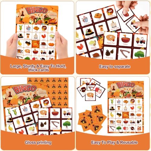 MDDRUIQI Thanksgiving Crafts for Kids - Thanksgiving Bingo Cards for Kids