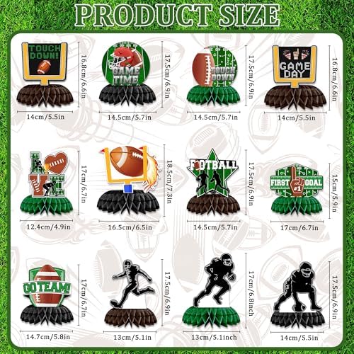 12PCS Football Party Decorations, Footaball Centerpieces for Tables
