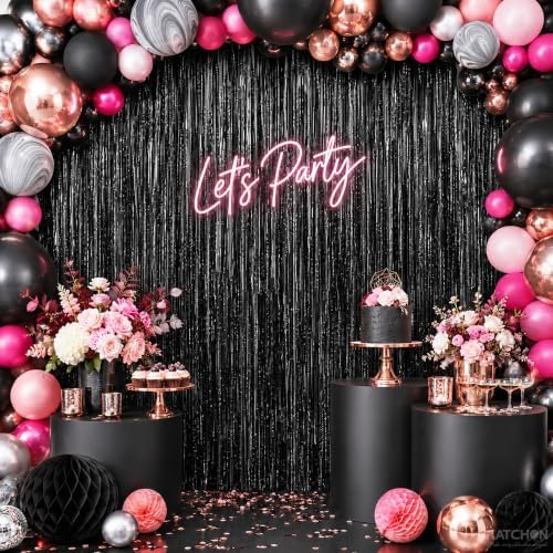 KatchOn XtraLarge 2 Pcs Black Fringe Backdrop Black Streamers Decorations