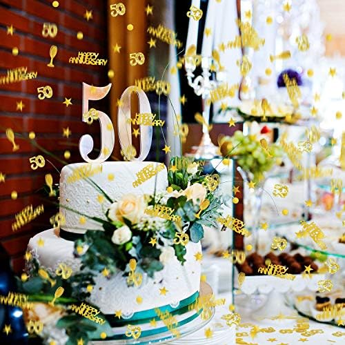 WILLBOND 3000 Pcs Gold 50th Anniversary Confetti, Glitter Table Scatter