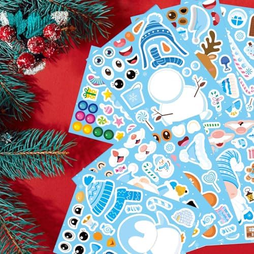 32 Sheets Make Your Own Christmas Stickers, Winter Stickers for Kids