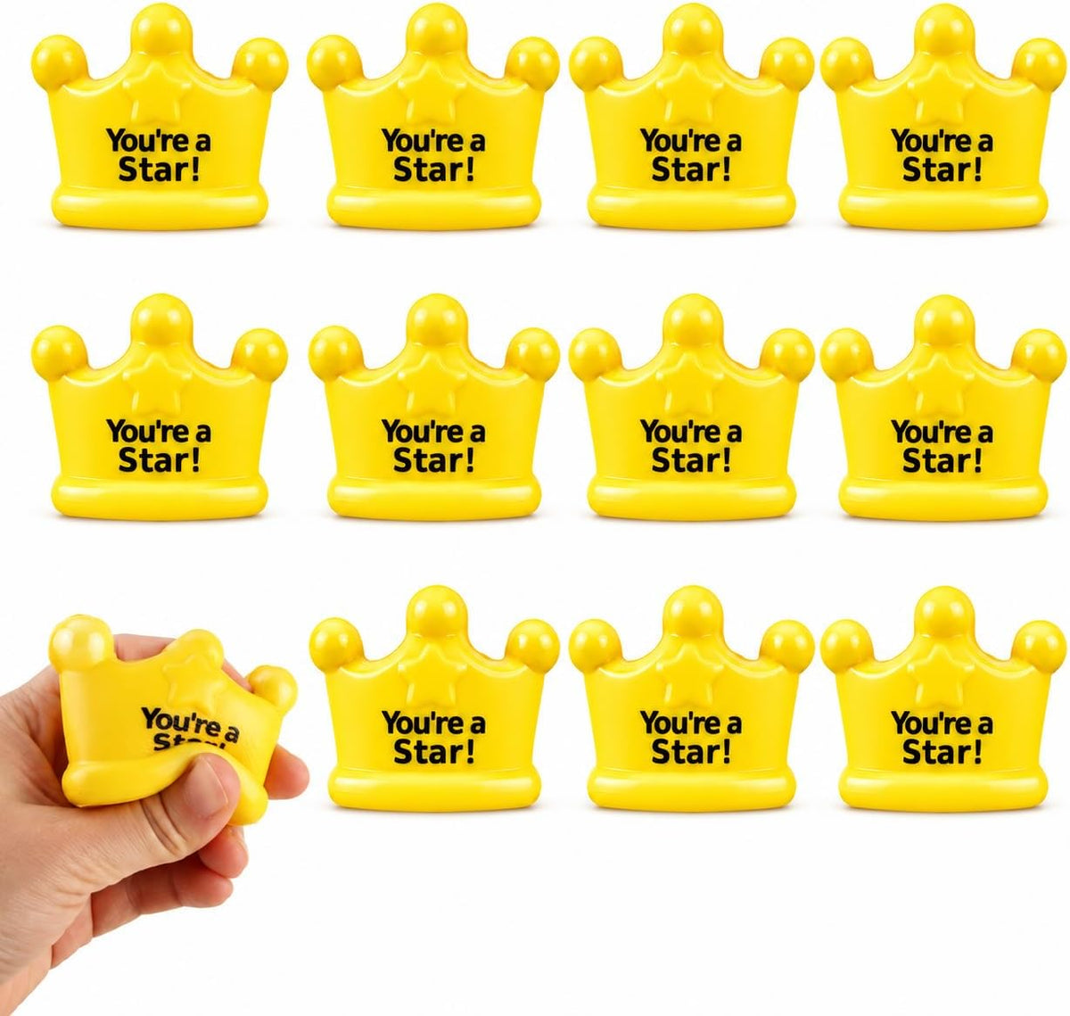 12 Pack You’re a Star Squishy Toys Bulk for Kids, Classroom Prize Rewards, Goodie Bag Stuffers, Treasure Box Toys, Carnival Game Prizes, Party Favors & Kids Rewards (Crown)