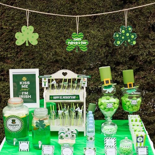 Wooden Shamrock Ornaments to Paint St. Patrick's Day Decoration Cutouts Unfinished 24PCS 3.5 x 3 inches, DIY Blank Unfinished Wood Discs Ornament for Home Farmhouse Crafts Hanging Spring Decorations