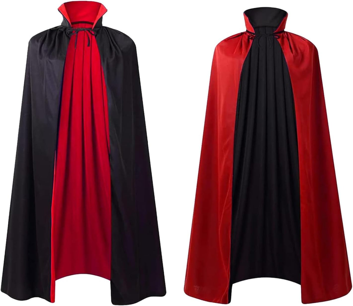 Adult Stand Collar with Hood Reversible Cloak Masquerade Cape for Halloween