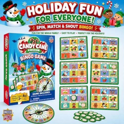 Masterpieces Family Games - Candy Cane Kingdom Christmas Bingo Game