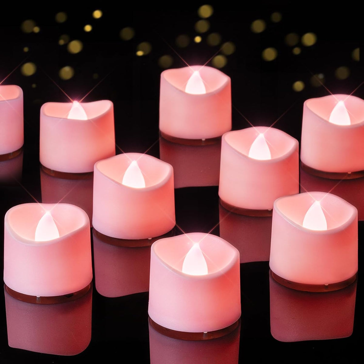 Homemory 24-Pack Pink Flameless Battery Tea Light Candles, 200+ Hours
