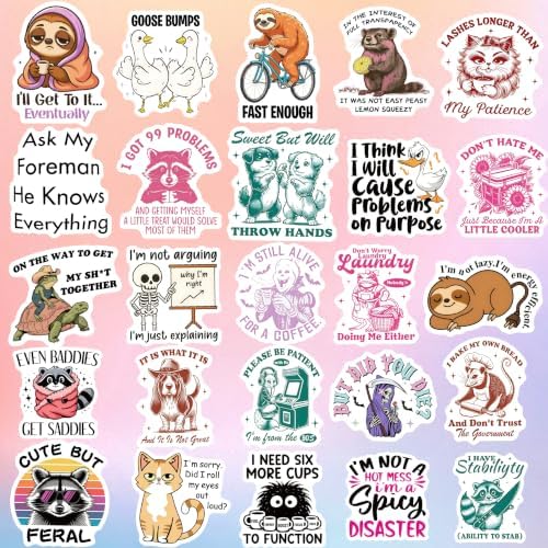 300pcs Holographic Funny Stickers for Adults, Meme Sarcastic Sticker Pack