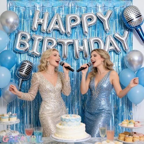 Blue Tinsel Curtain Party Backdrop - Pack of 2