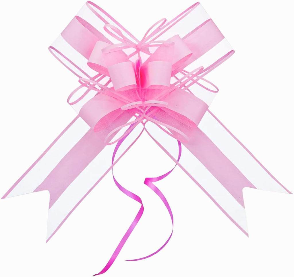 WEWILUCK Large Pink Pull Bows for Gift Wrapping, 8 Inch, 10 Pack, Baskets