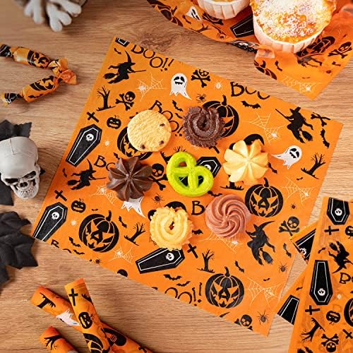100 Pcs Wax Paper for Food, Halloween